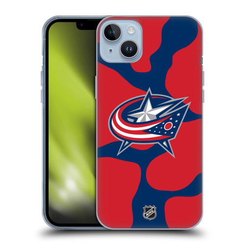 NHL Columbus Blue Jackets Cow Pattern Soft Gel Case for Apple iPhone 14 Plus
