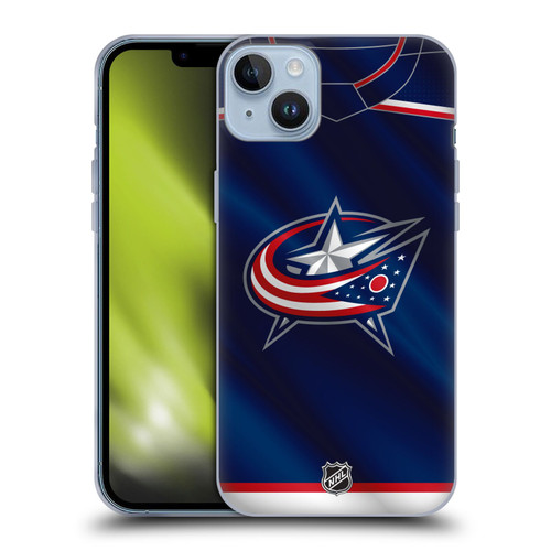 NHL Columbus Blue Jackets Jersey Soft Gel Case for Apple iPhone 14 Plus
