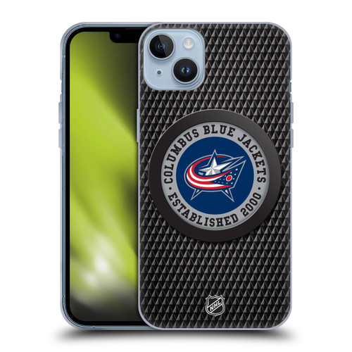 NHL Columbus Blue Jackets Puck Texture Soft Gel Case for Apple iPhone 14 Plus