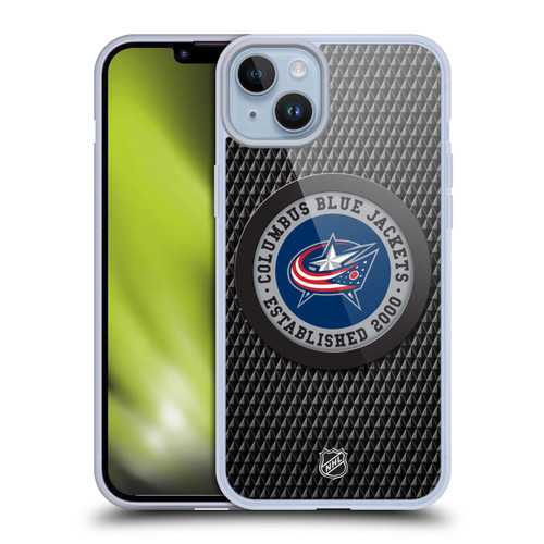 NHL Columbus Blue Jackets Puck Texture Soft Gel Case for Apple iPhone 14 Plus
