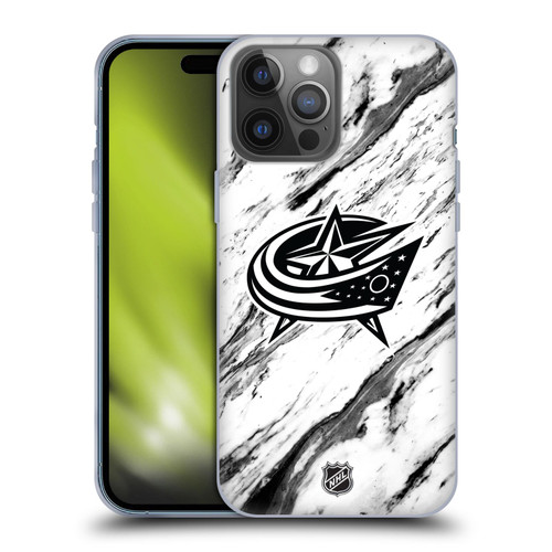 NHL Columbus Blue Jackets Marble Soft Gel Case for Apple iPhone 14 Pro Max