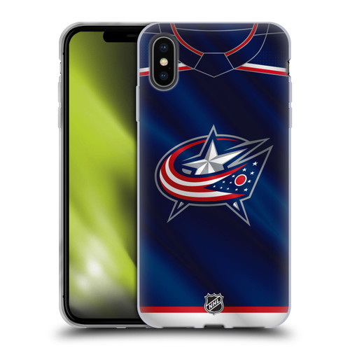 NHL Columbus Blue Jackets Jersey Soft Gel Case for Apple iPhone XS Max