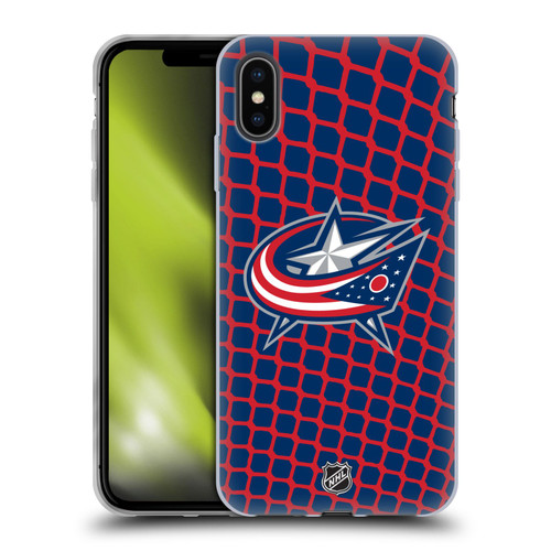 NHL Columbus Blue Jackets Net Pattern Soft Gel Case for Apple iPhone XS Max