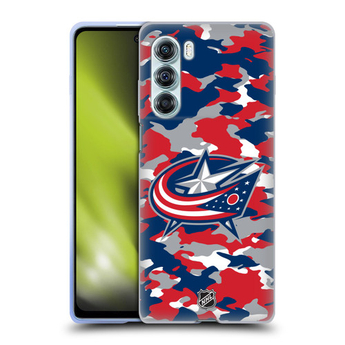 NHL Columbus Blue Jackets Camouflage Soft Gel Case for Motorola Edge S30 / Moto G200 5G