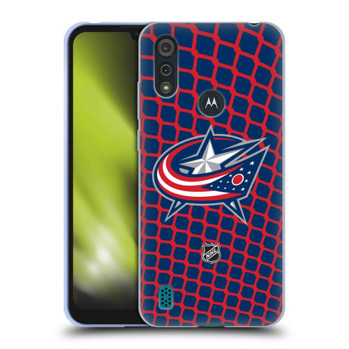 NHL Columbus Blue Jackets Net Pattern Soft Gel Case for Motorola Moto E6s (2020)