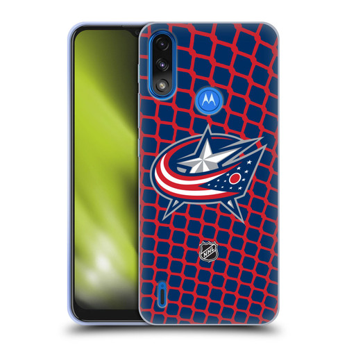 NHL Columbus Blue Jackets Net Pattern Soft Gel Case for Motorola Moto E7 Power / Moto E7i Power