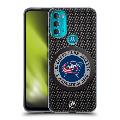 NHL Columbus Blue Jackets Puck Texture Soft Gel Case for Motorola Moto G71 5G