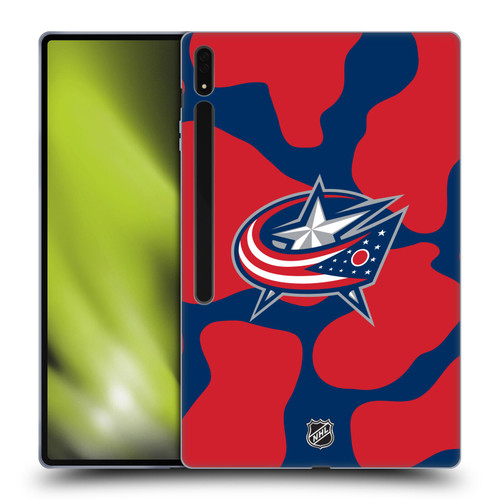 NHL Columbus Blue Jackets Cow Pattern Soft Gel Case for Samsung Galaxy Tab S8 Ultra