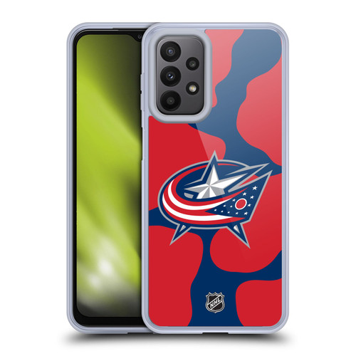 NHL Columbus Blue Jackets Cow Pattern Soft Gel Case for Samsung Galaxy A23 / 5G (2022)