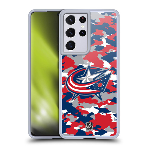 NHL Columbus Blue Jackets Camouflage Soft Gel Case for Samsung Galaxy S21 Ultra 5G