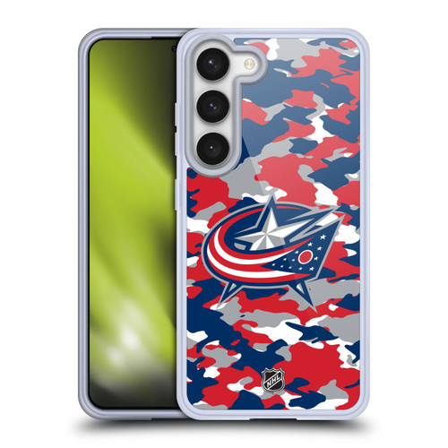 NHL Columbus Blue Jackets Camouflage Soft Gel Case for Samsung Galaxy S23 5G