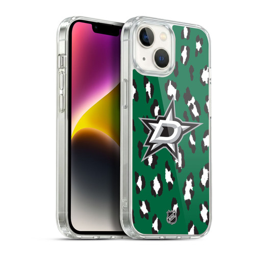NHL Dallas Stars Leopard Pattern Soft Gel Case for Apple iPhone 14