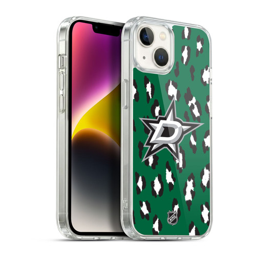 NHL Dallas Stars Leopard Pattern Soft Gel Case for Apple iPhone 14 Plus