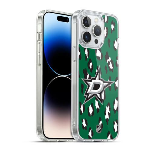 NHL Dallas Stars Leopard Pattern Soft Gel Case for Apple iPhone 14 Pro Max