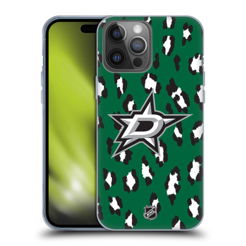NHL Dallas Stars Leopard Patten Soft Gel Case for Apple iPhone 14 Pro Max