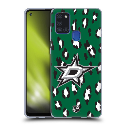 NHL Dallas Stars Leopard Patten Soft Gel Case for Samsung Galaxy A21s (2020)