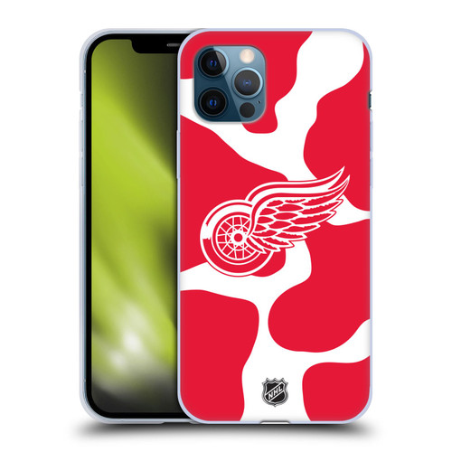 NHL Detroit Red Wings Cow Pattern Soft Gel Case for Apple iPhone 12 / iPhone 12 Pro