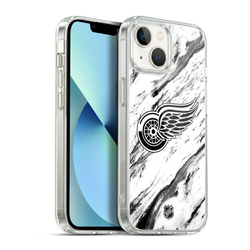 NHL Detroit Red Wings Marble Soft Gel Case for Apple iPhone 13