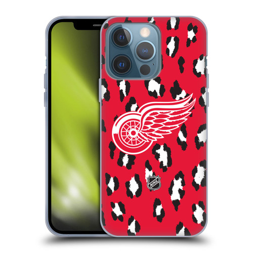 NHL Detroit Red Wings Leopard Patten Soft Gel Case for Apple iPhone 13 Pro