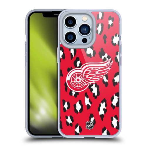 NHL Detroit Red Wings Leopard Patten Soft Gel Case for Apple iPhone 13 Pro