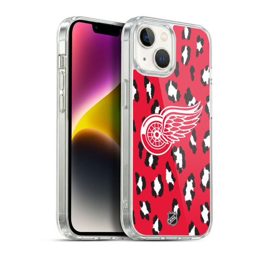 NHL Detroit Red Wings Leopard Pattern Soft Gel Case for Apple iPhone 14