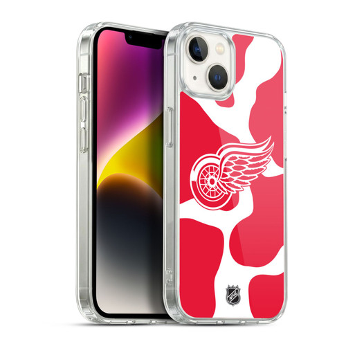 NHL Detroit Red Wings Cow Pattern Soft Gel Case for Apple iPhone 14 Plus & MagSafe