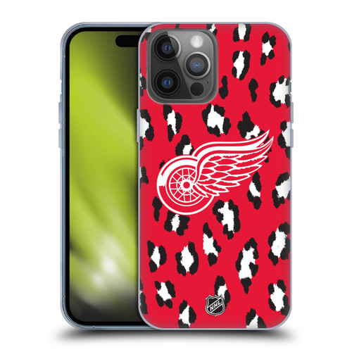 NHL Detroit Red Wings Leopard Patten Soft Gel Case for Apple iPhone 14 Pro Max