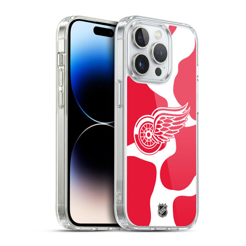 NHL Detroit Red Wings Cow Pattern Soft Gel Case for Apple iPhone 14 Pro & MagSafe