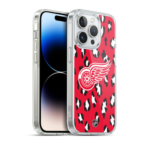 NHL Detroit Red Wings Leopard Pattern Soft Gel Case for Apple iPhone 14 Pro & MagSafe