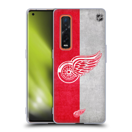 NHL Detroit Red Wings Half Distressed Soft Gel Case for OPPO Find X2 Pro 5G