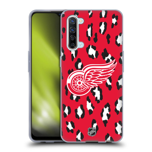 NHL Detroit Red Wings Leopard Patten Soft Gel Case for OPPO Find X2 Lite 5G