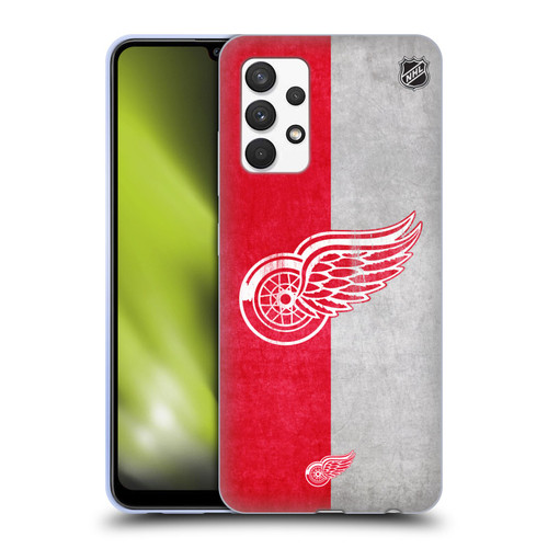 NHL Detroit Red Wings Half Distressed Soft Gel Case for Samsung Galaxy A32 (2021)