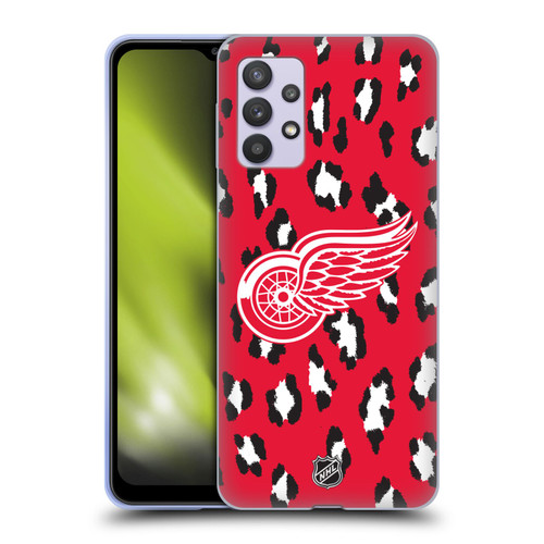 NHL Detroit Red Wings Leopard Patten Soft Gel Case for Samsung Galaxy A32 5G / M32 5G (2021)