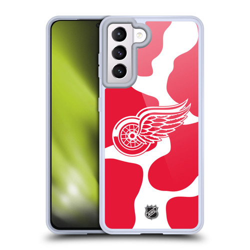 NHL Detroit Red Wings Cow Pattern Soft Gel Case for Samsung Galaxy S21 5G