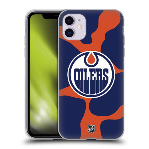 NHL Edmonton Oilers Cow Pattern Soft Gel Case for Apple iPhone 11