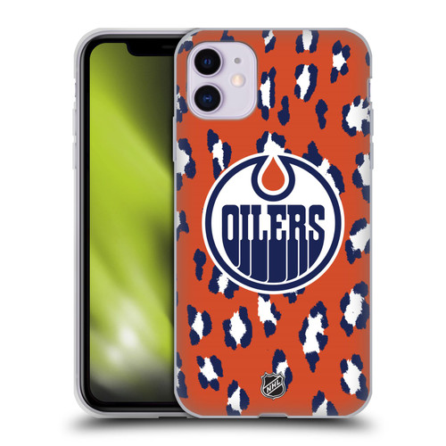 NHL Edmonton Oilers Leopard Patten Soft Gel Case for Apple iPhone 11