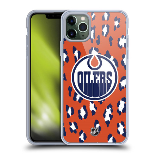 NHL Edmonton Oilers Leopard Pattern Soft Gel Case for Apple iPhone 11 Pro Max