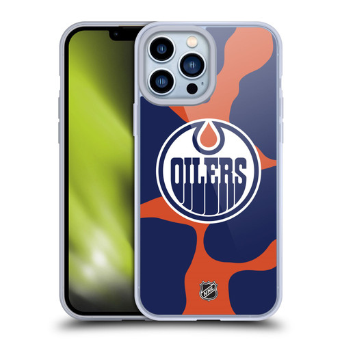 NHL Edmonton Oilers Cow Pattern Soft Gel Case for Apple iPhone 13 Pro Max