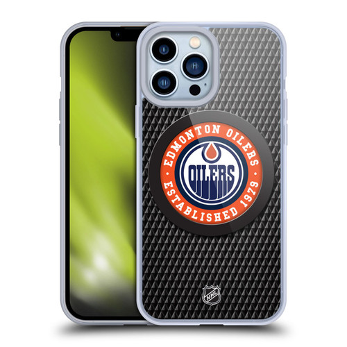 NHL Edmonton Oilers Puck Texture Soft Gel Case for Apple iPhone 13 Pro Max