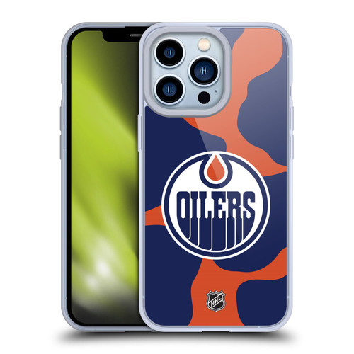 NHL Edmonton Oilers Cow Pattern Soft Gel Case for Apple iPhone 13 Pro