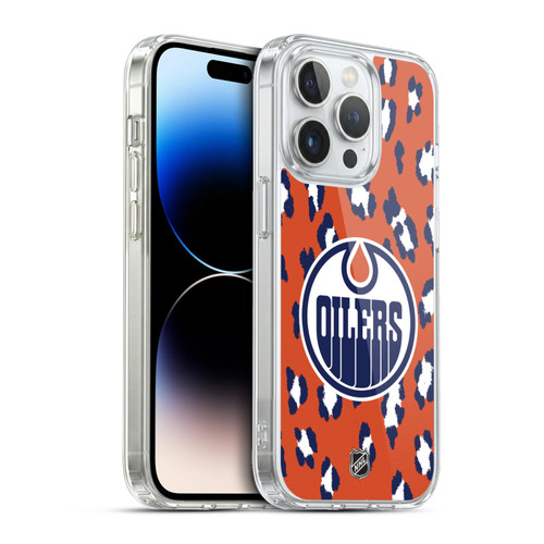 NHL Edmonton Oilers Leopard Pattern Soft Gel Case for Apple iPhone 13 Pro & MagSafe