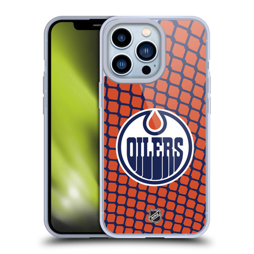 NHL Edmonton Oilers Net Pattern Soft Gel Case for Apple iPhone 13 Pro