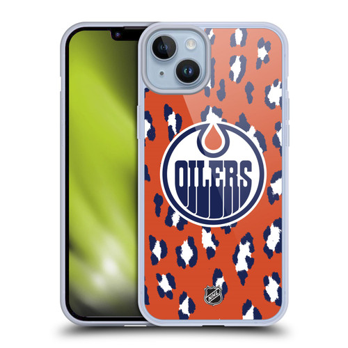 NHL Edmonton Oilers Leopard Pattern Soft Gel Case for Apple iPhone 14 Plus