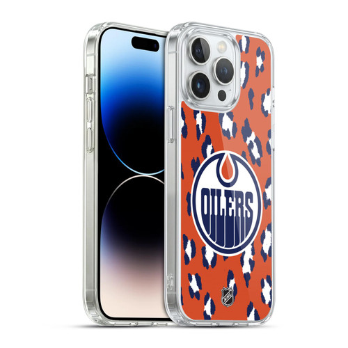 NHL Edmonton Oilers Leopard Pattern Soft Gel Case for Apple iPhone 14 Pro Max & MagSafe