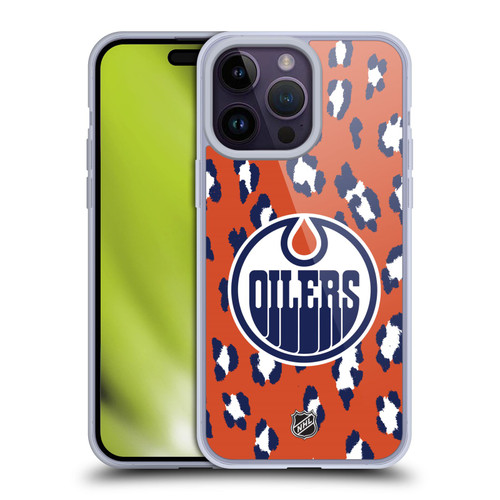 NHL Edmonton Oilers Leopard Patten Soft Gel Case for Apple iPhone 14 Pro Max