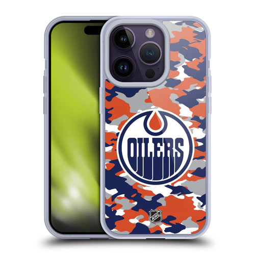 NHL Edmonton Oilers Camouflage Soft Gel Case for Apple iPhone 14 Pro