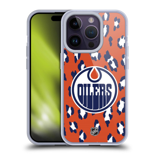 NHL Edmonton Oilers Leopard Pattern Soft Gel Case for Apple iPhone 14 Pro