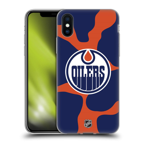 NHL Edmonton Oilers Cow Pattern Soft Gel Case for Apple iPhone X / iPhone XS