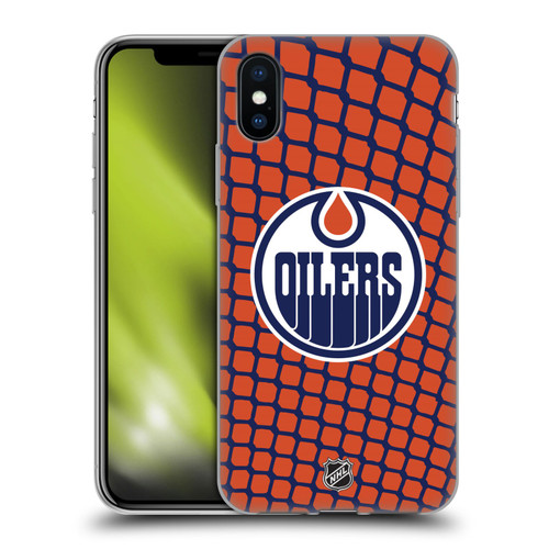 NHL Edmonton Oilers Net Pattern Soft Gel Case for Apple iPhone X / iPhone XS