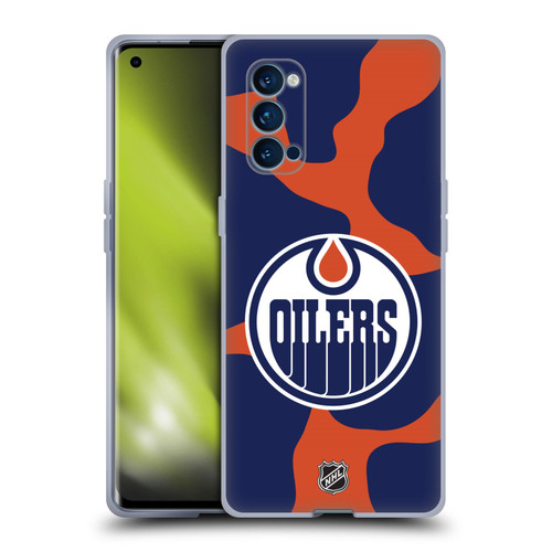 NHL Edmonton Oilers Cow Pattern Soft Gel Case for OPPO Reno 4 Pro 5G